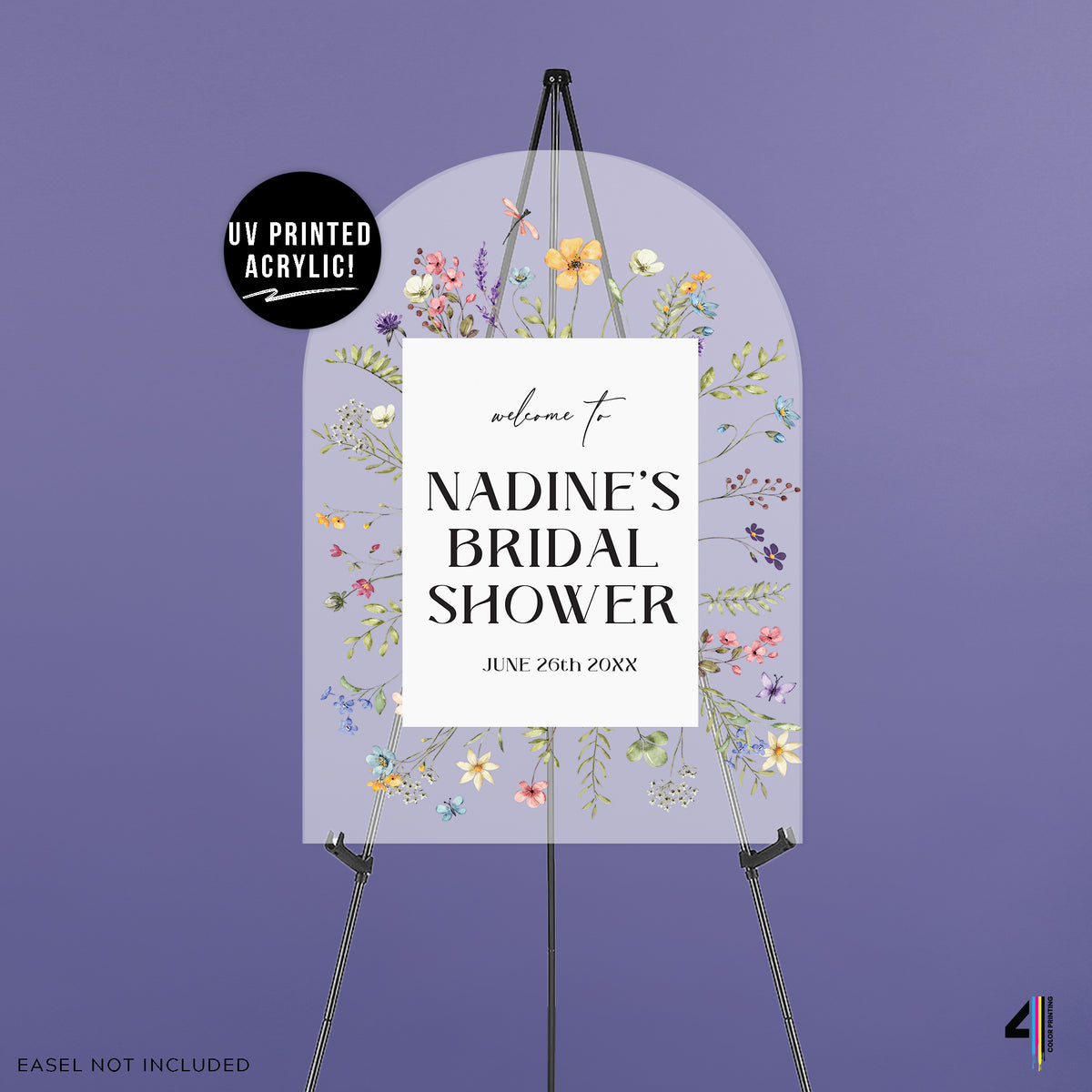 Acrylic Wildflower Bridal Shower Welcome Sign