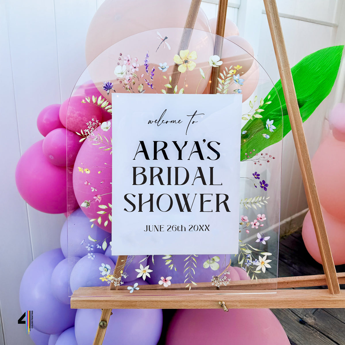 Acrylic Wildflower Bridal Shower Welcome Sign