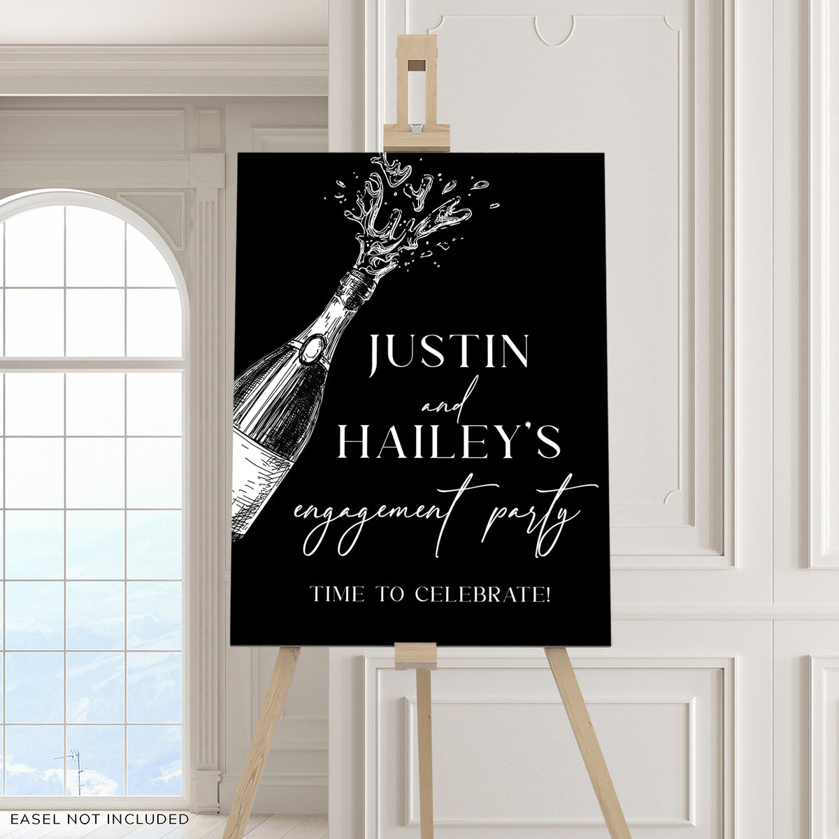 Black Engagement Party Sign