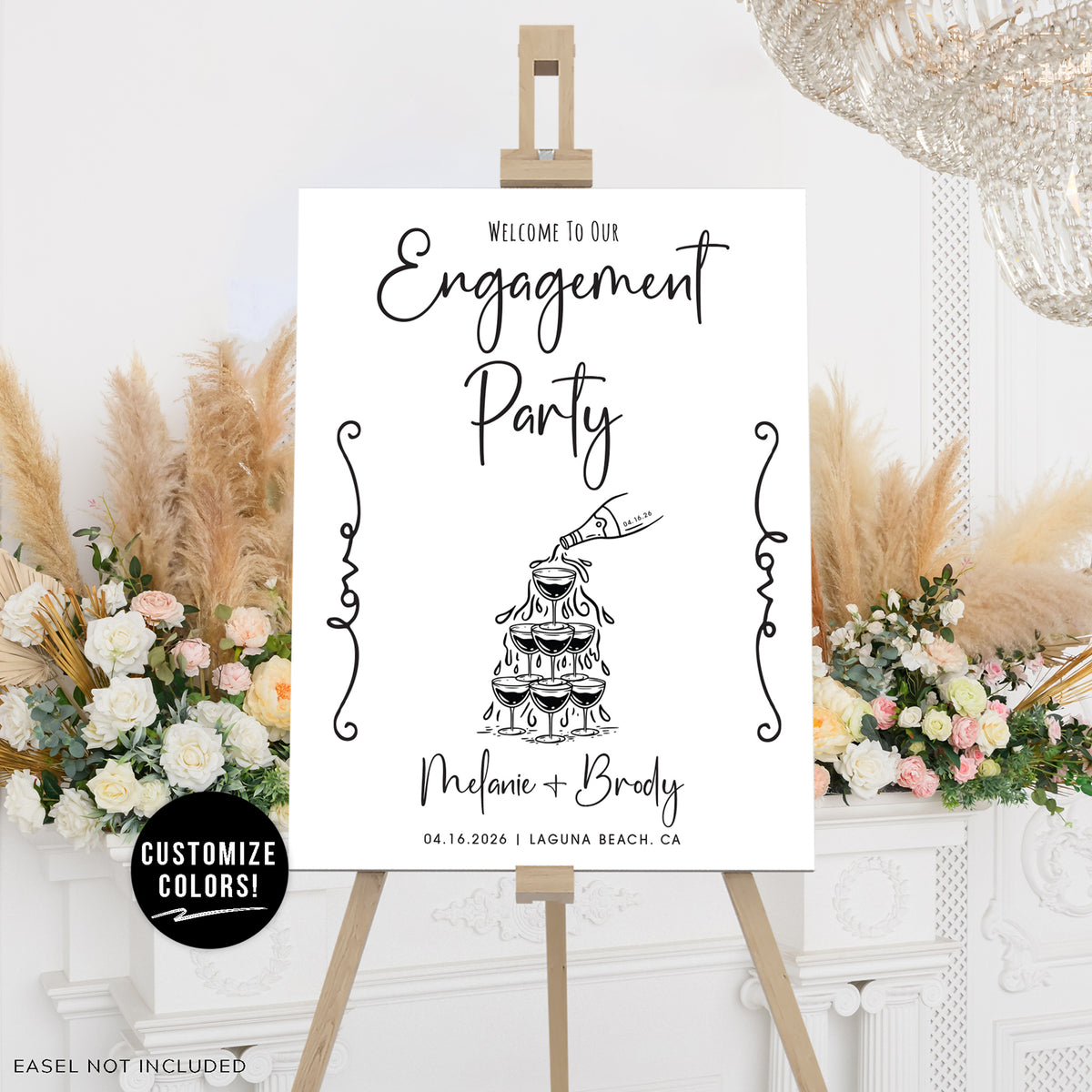 Engagement Party "Champagne Pour" Welcome Sign