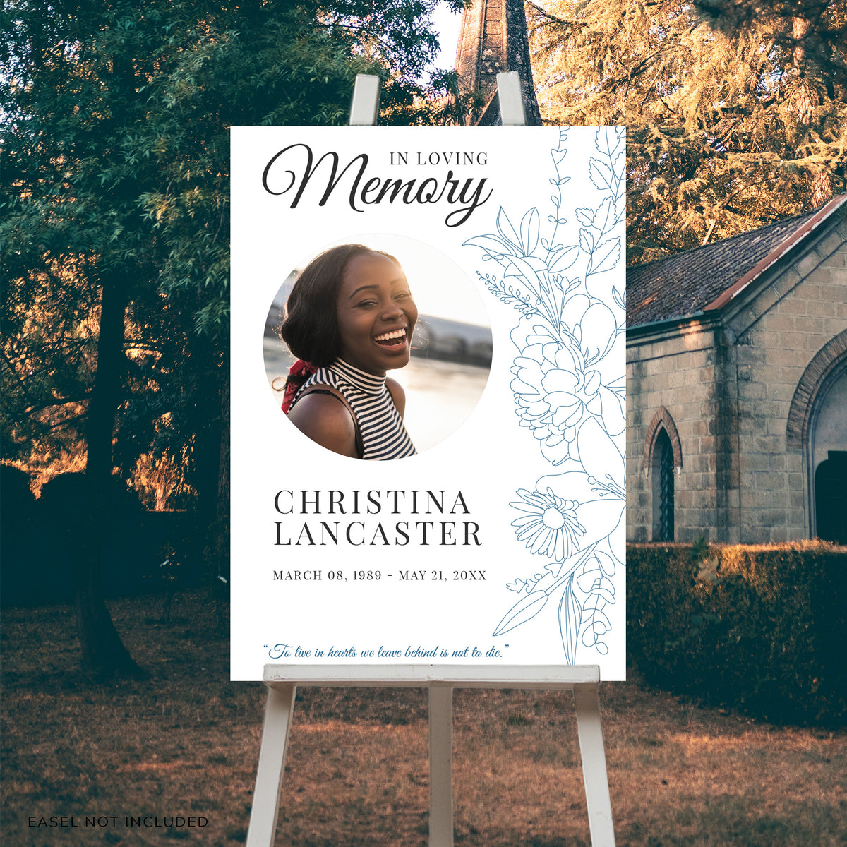 In Loving Memory Sign w/ floral accents