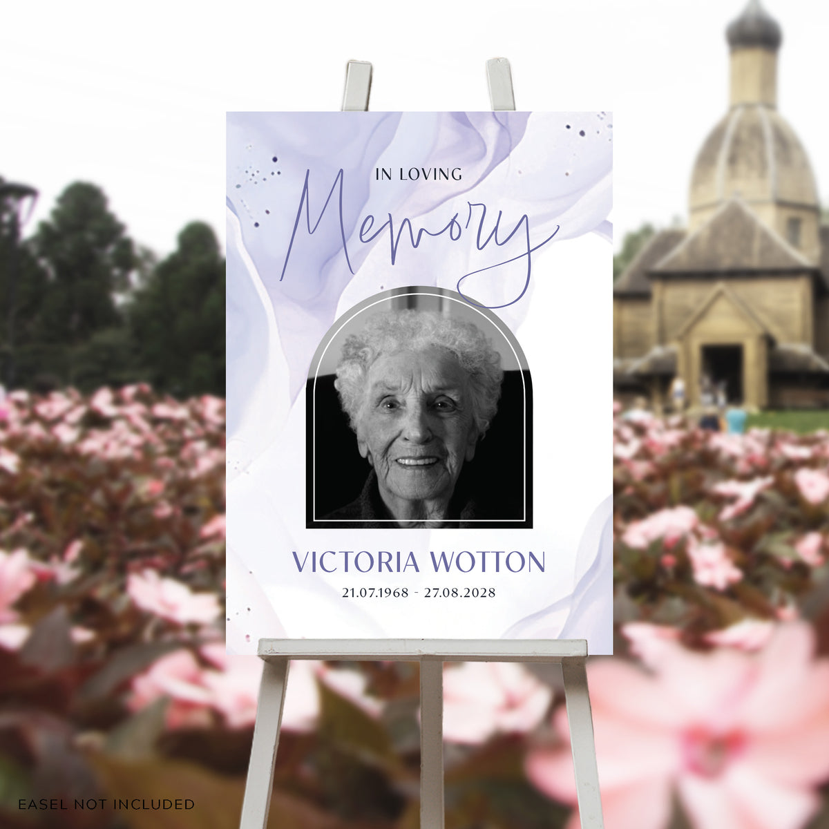 In Loving Memory Sign w/ Arched Photo
