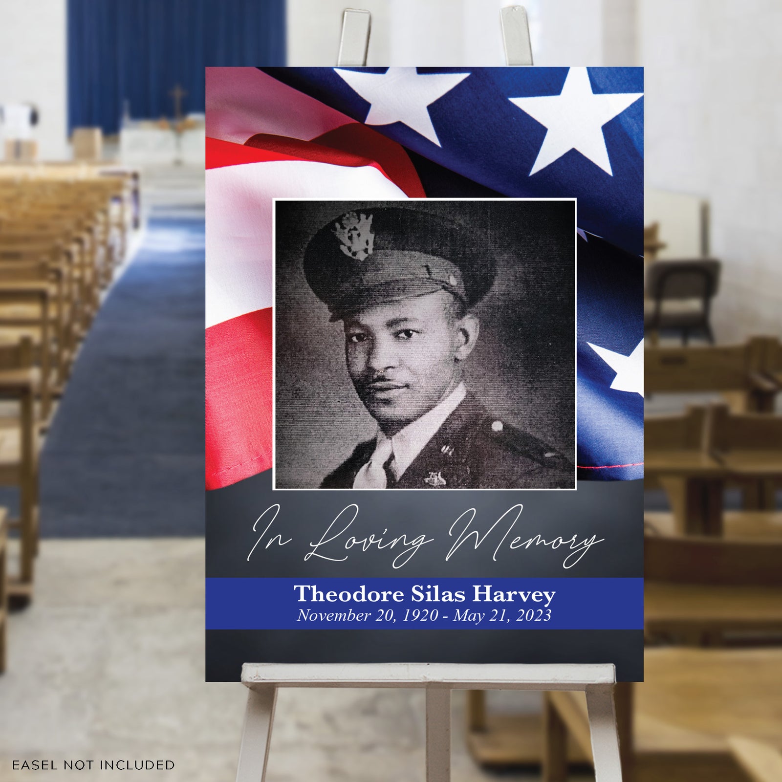 Millitary Memorial Sign w/ American Flag