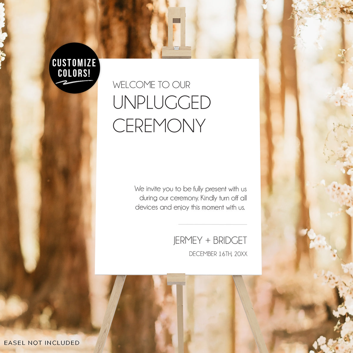 &quot;Welcome to Our Unplugged Ceremony&quot; Wedding / Instructional Sign