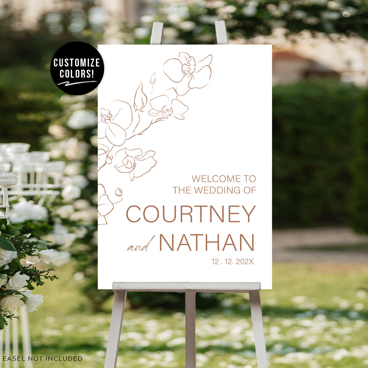 Orchid Wedding Welcome Sign