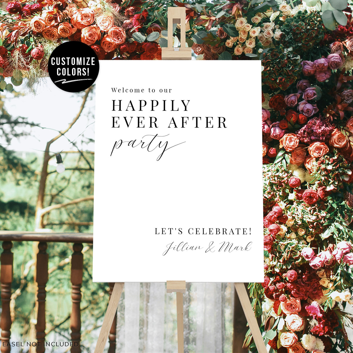 &quot;Happily Ever After Party&quot; Wedding Sign - Vertical