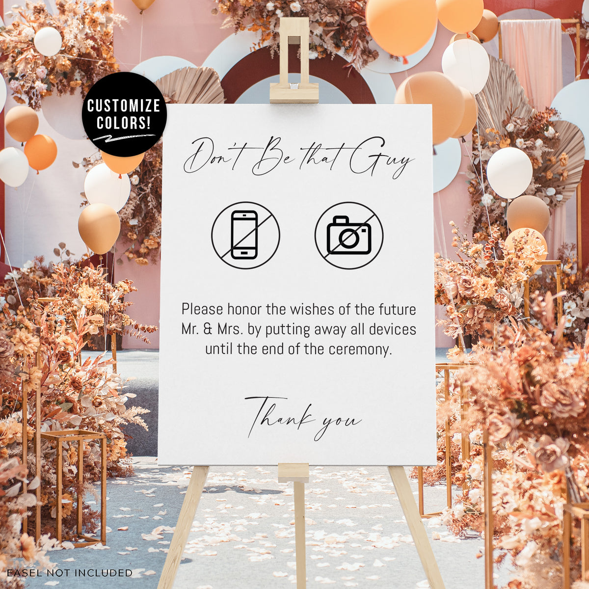 &quot;Don&#39;t Be that Guy&quot; Unplugged Wedding Ceremony Sign