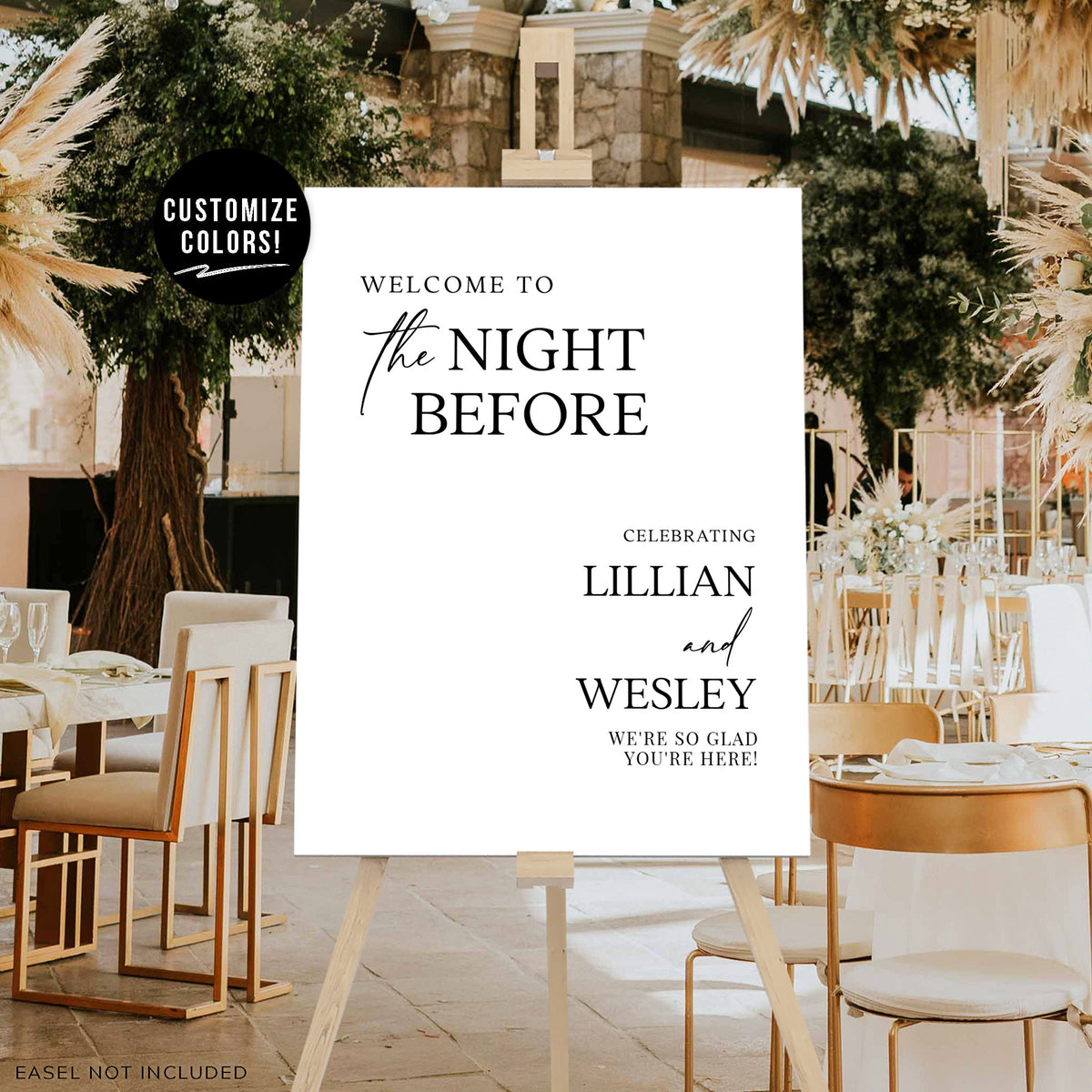"The Night Before" Wedding Rehearsal Welcome Sign