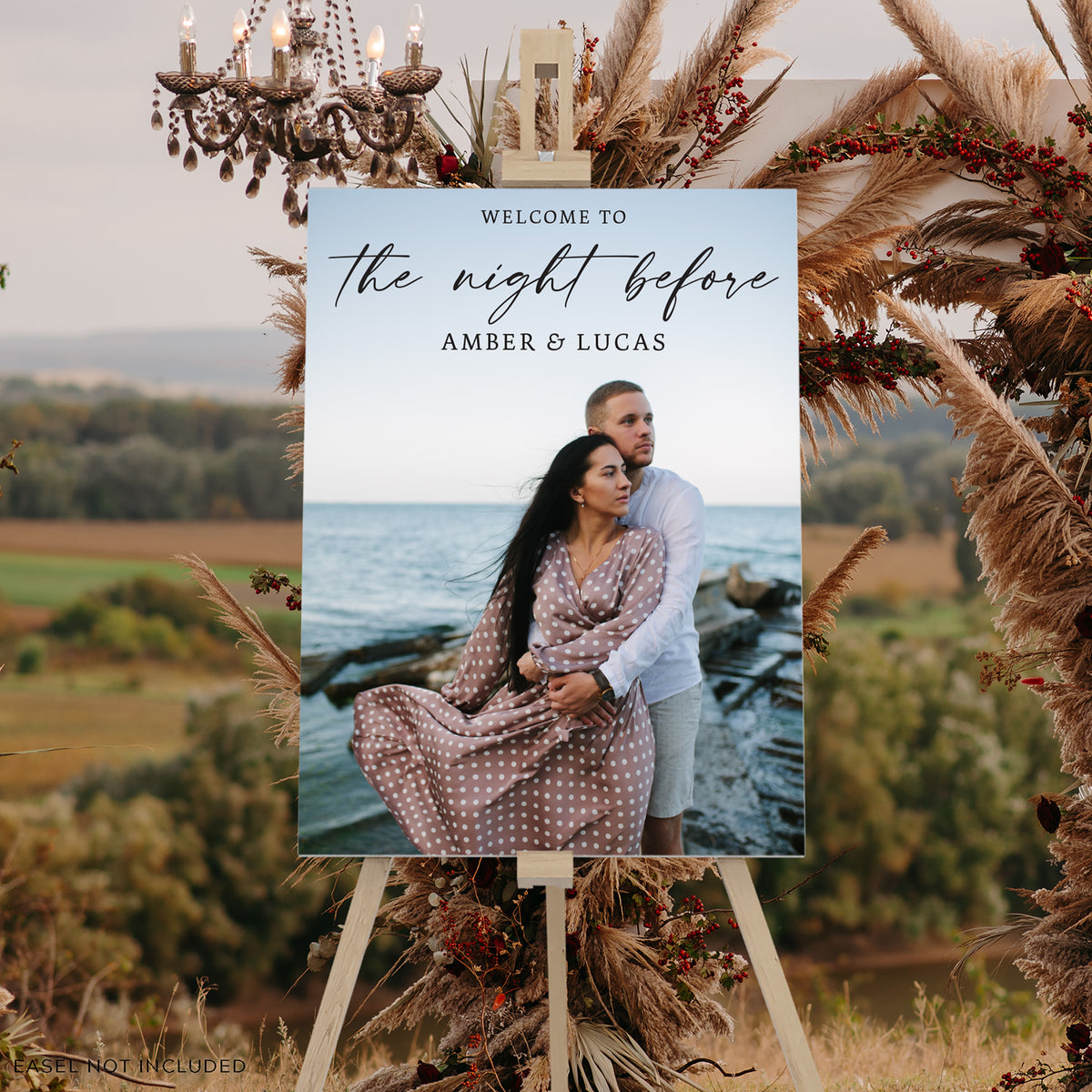 "The Night Before" Wedding Rehearsal Welcome Sign - Dark Text