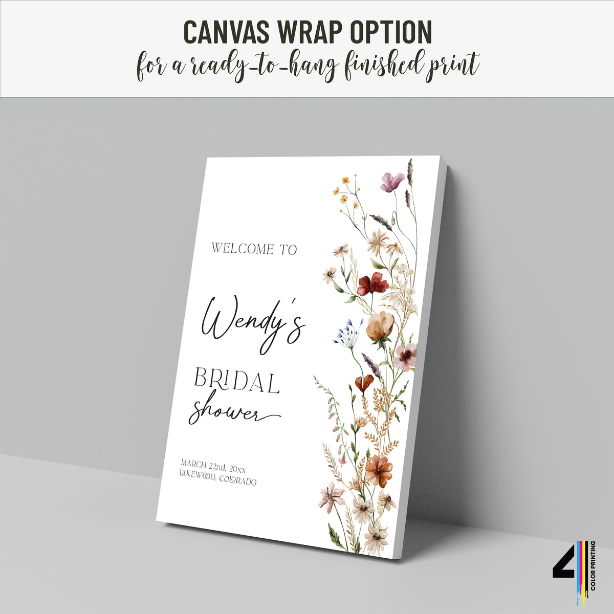 Wildflower Bridal Shower Welcome Sign: Muted Florals