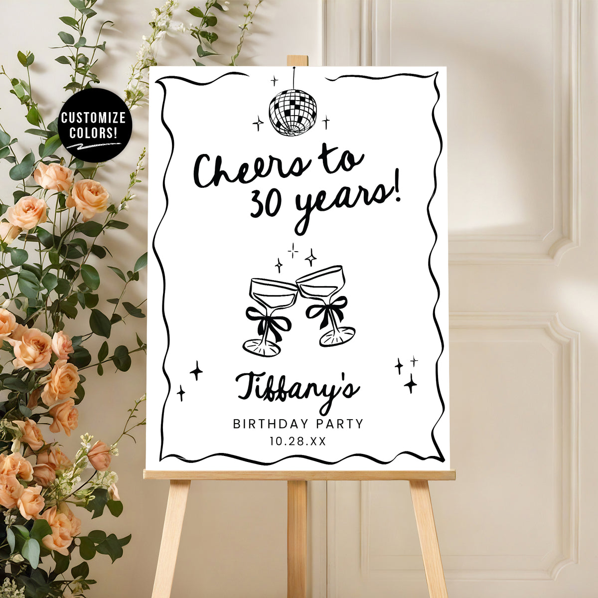 Cheers To 30 Years Birthday Party Welcome Sign