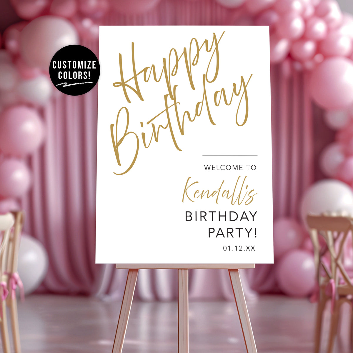Happy Birthday Party Welcome Sign