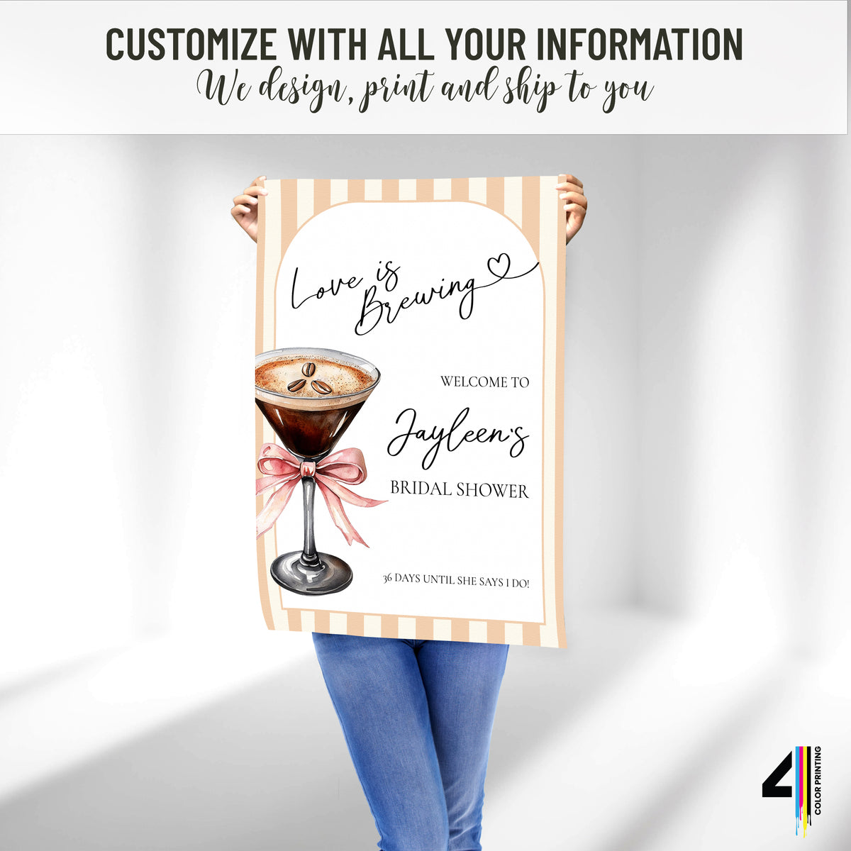 Love is Brewing Bridal Shower Welcome Sign: Espresso Martini Theme