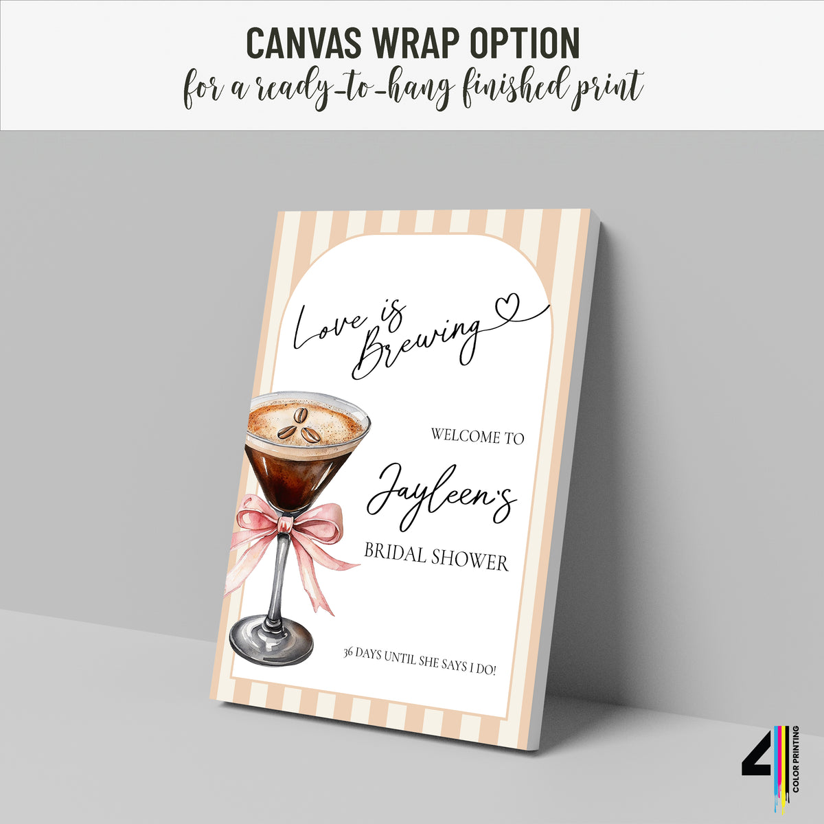 Love is Brewing Bridal Shower Welcome Sign: Espresso Martini Theme