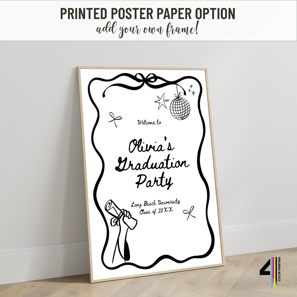 "Hand Drawn Disco" Graduation Party Welcome Sign