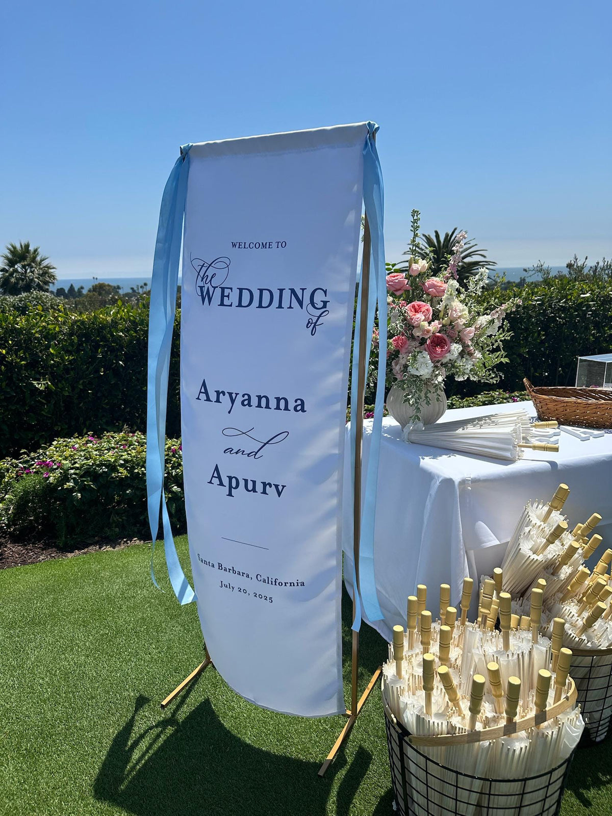 Fabric Welcome Sign with Stand Option