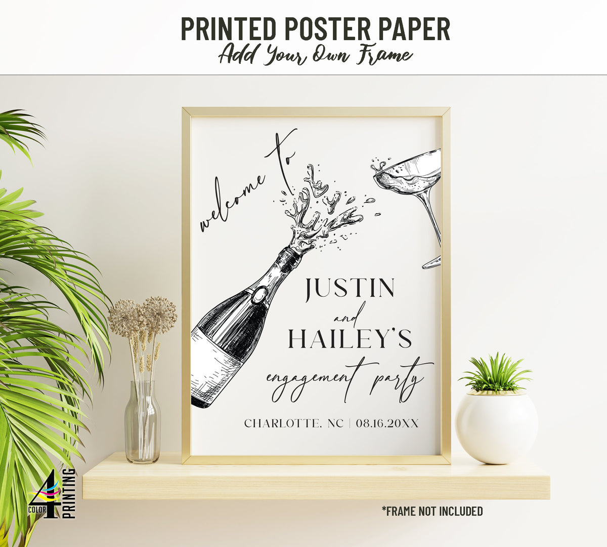 "Raise A Glass" Engagement Party Welcome Sign