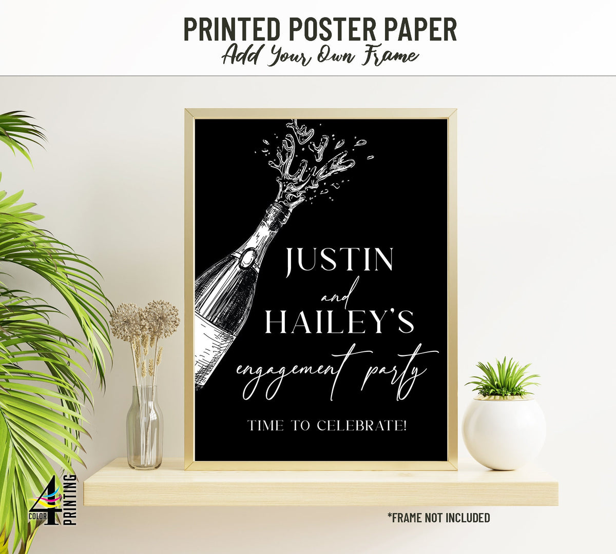 Black Engagement Party Sign