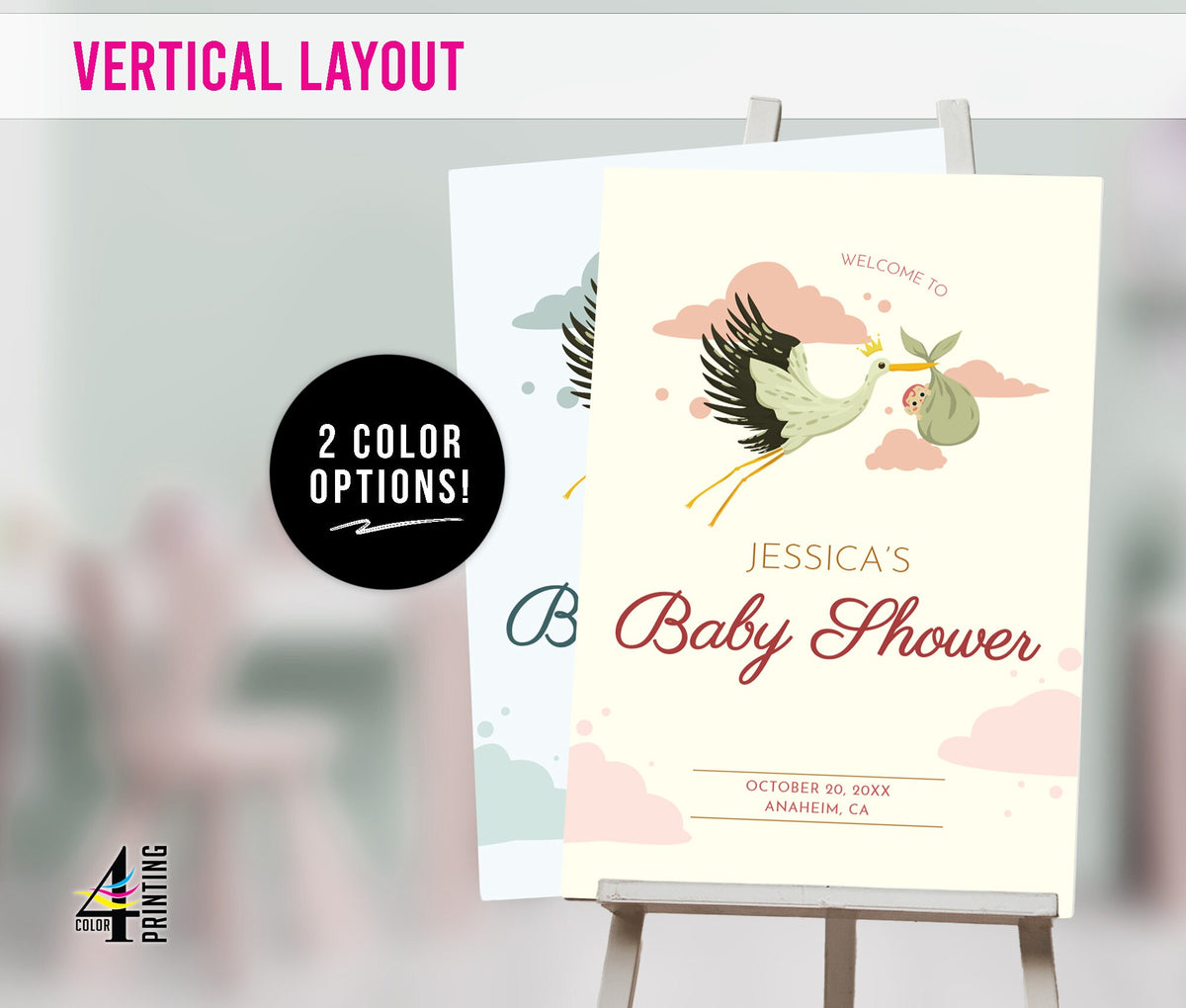 Stork Baby Shower Welcome Sign