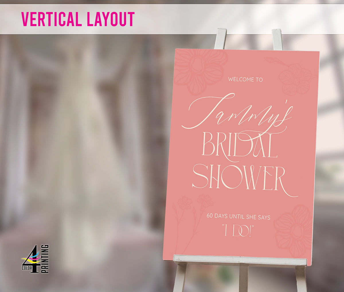 Floral Bridal Shower Countdown Sign