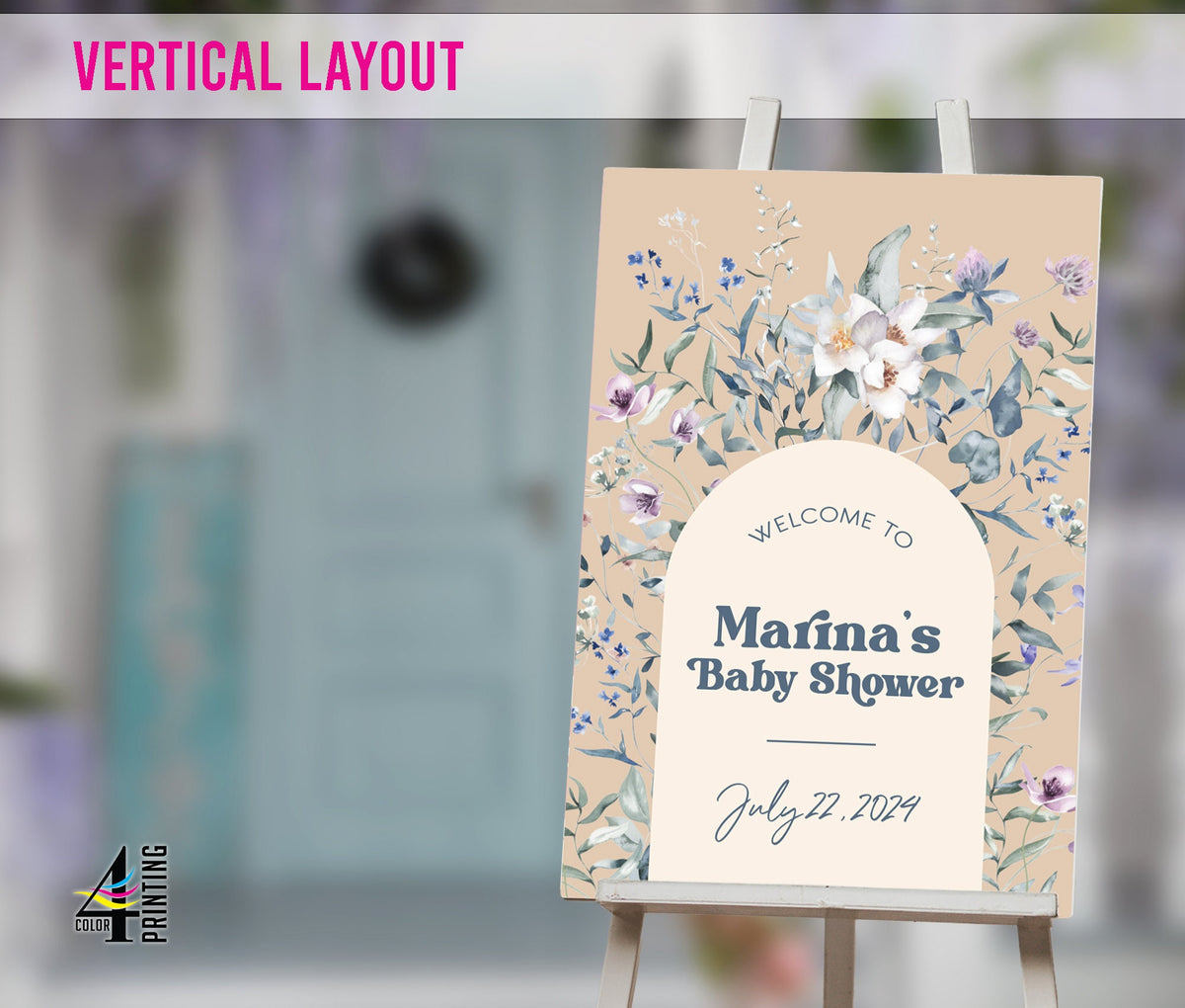 Wildflower Baby Shower Welcome Sign
