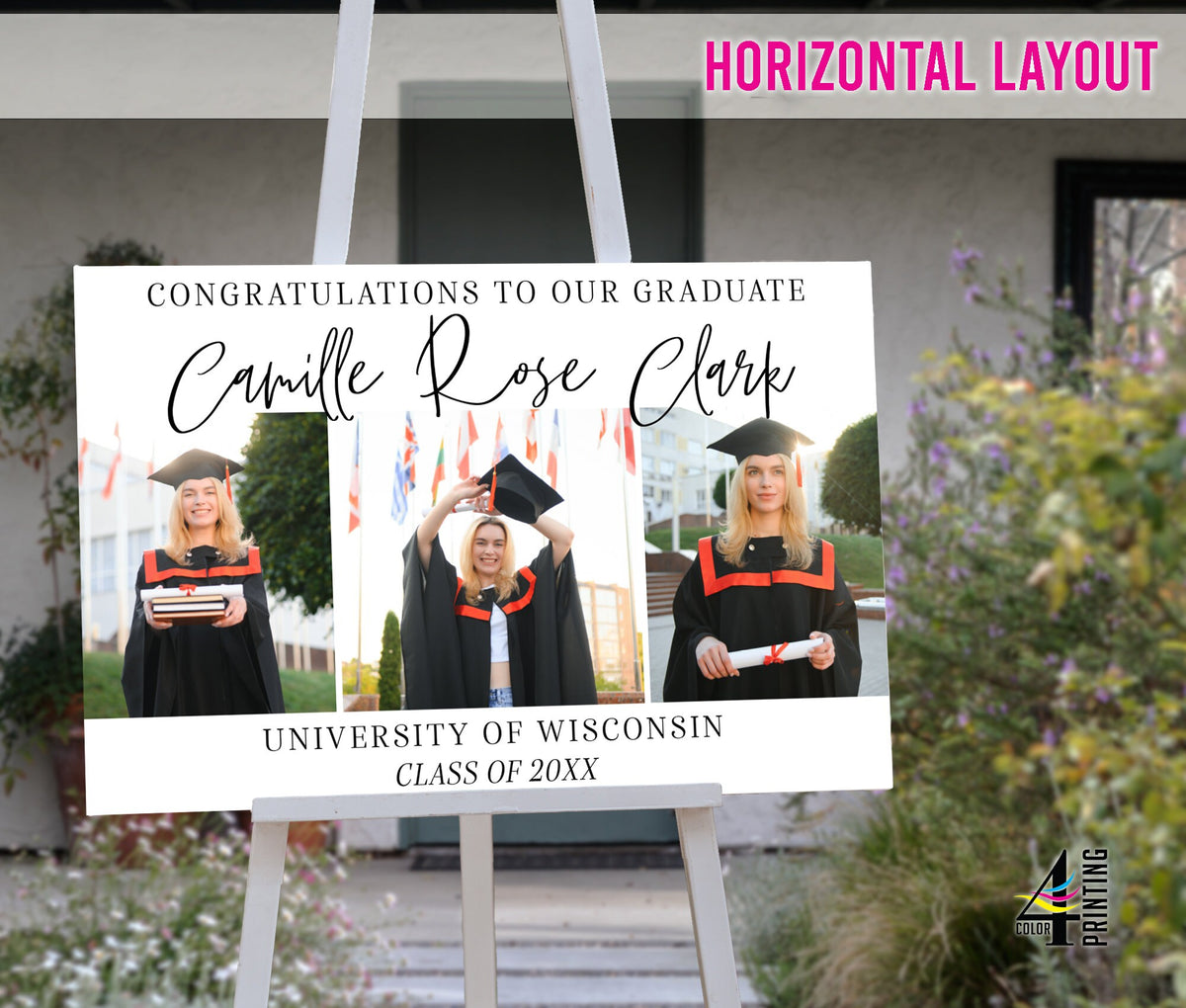 "Congratulations to Our Graduate" 3 Image Graduation Sign