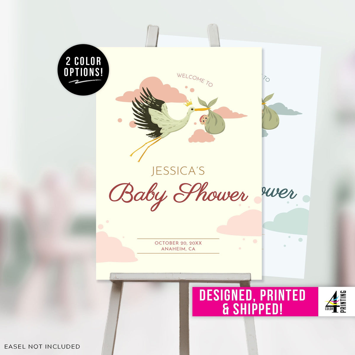 Stork Baby Shower Welcome Sign