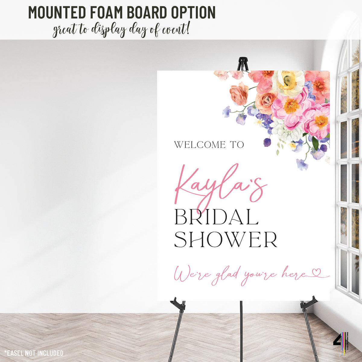 Love in Bloom Bridal Shower Welcome Sign: Pink Florals