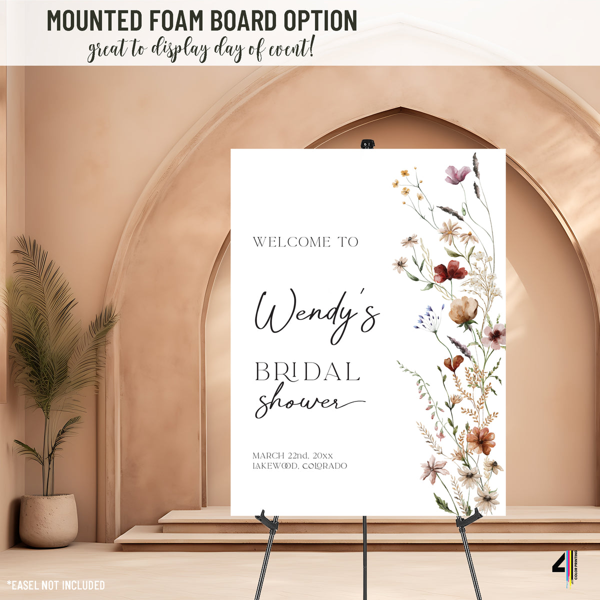 Wildflower Bridal Shower Welcome Sign: Muted Florals