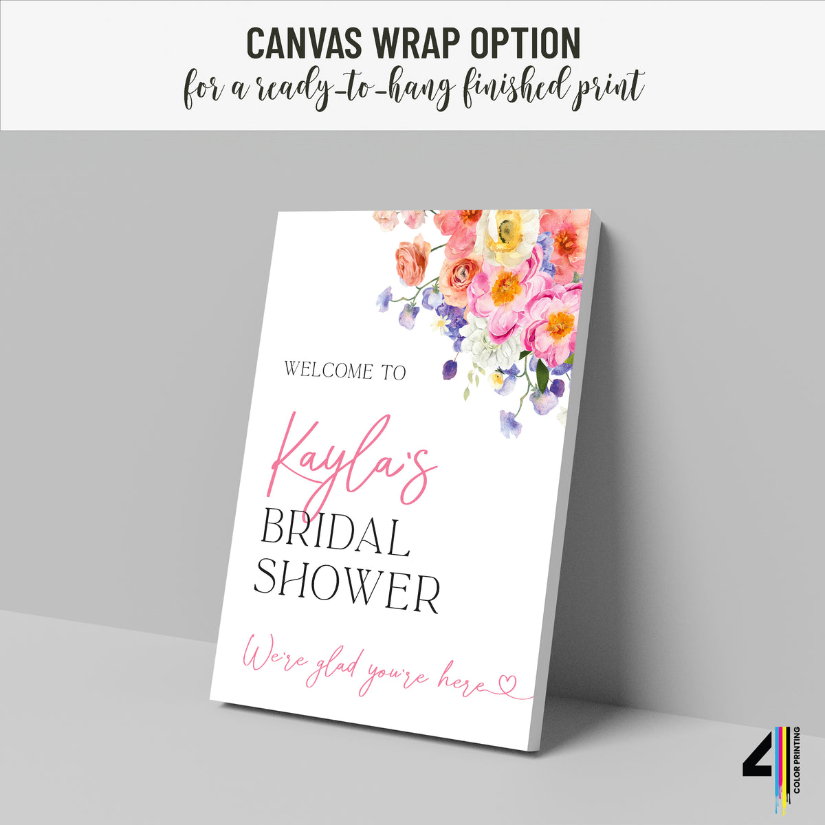 Love in Bloom Bridal Shower Welcome Sign: Pink Florals