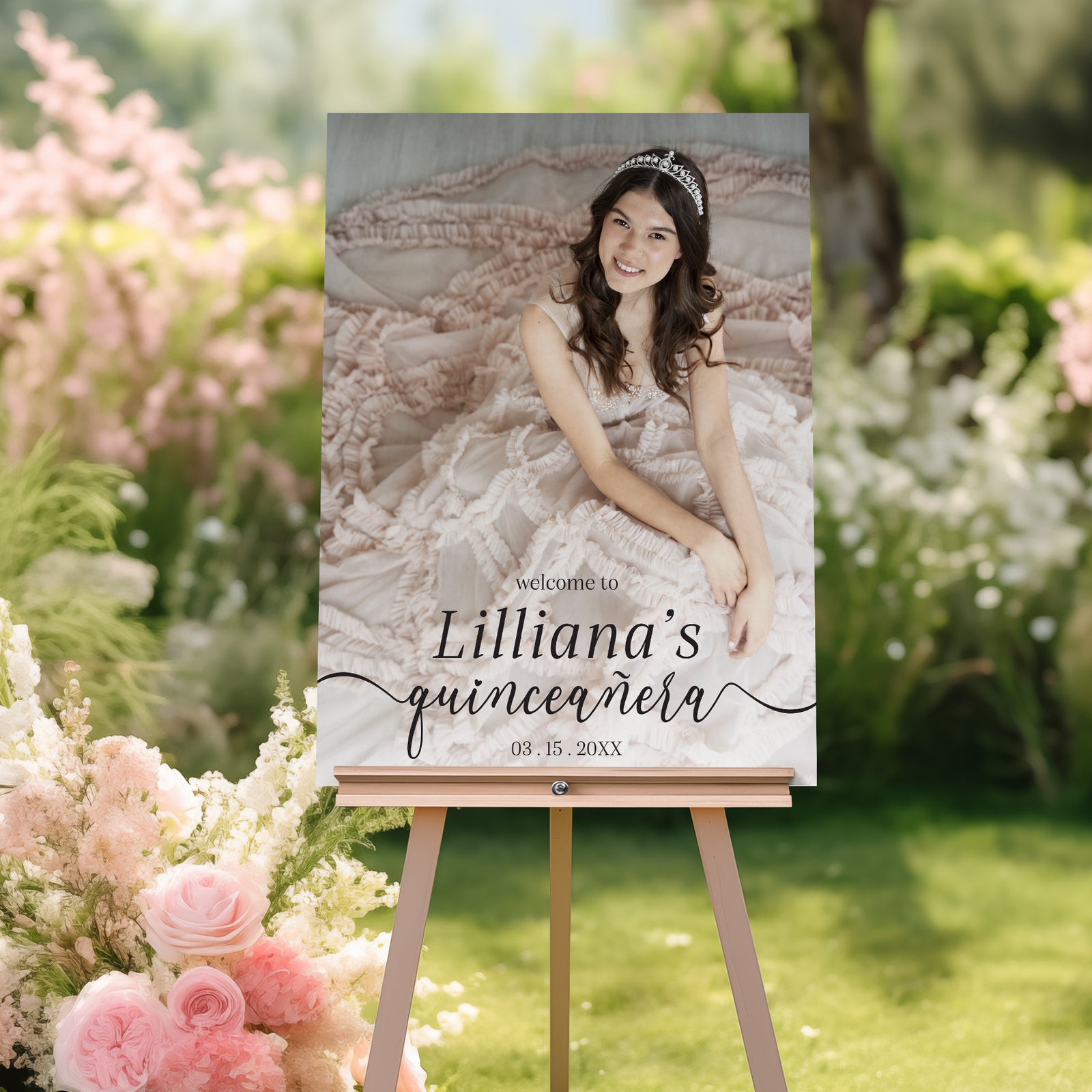 Quinceanera Welcome Sign with Photo