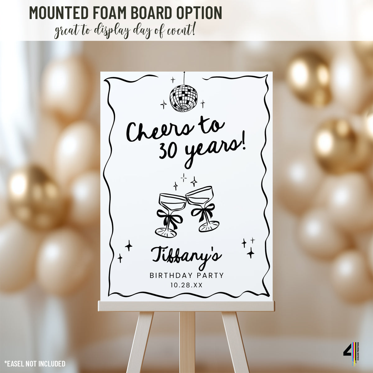 Cheers To 30 Years Birthday Party Welcome Sign