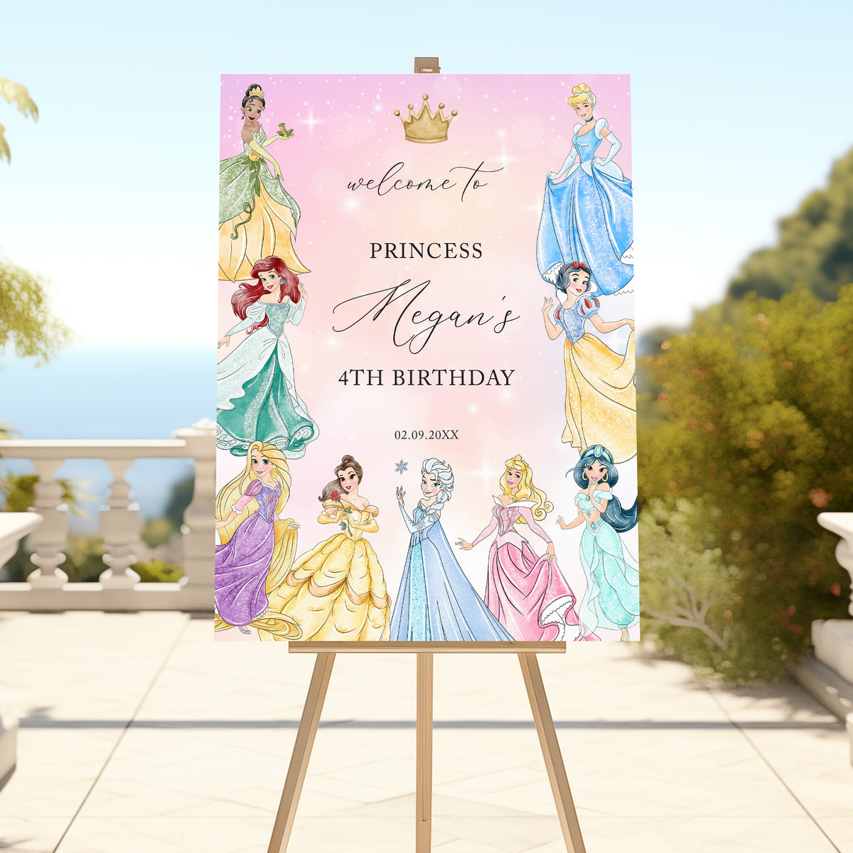 Princess Birthday Party Welcome Sign