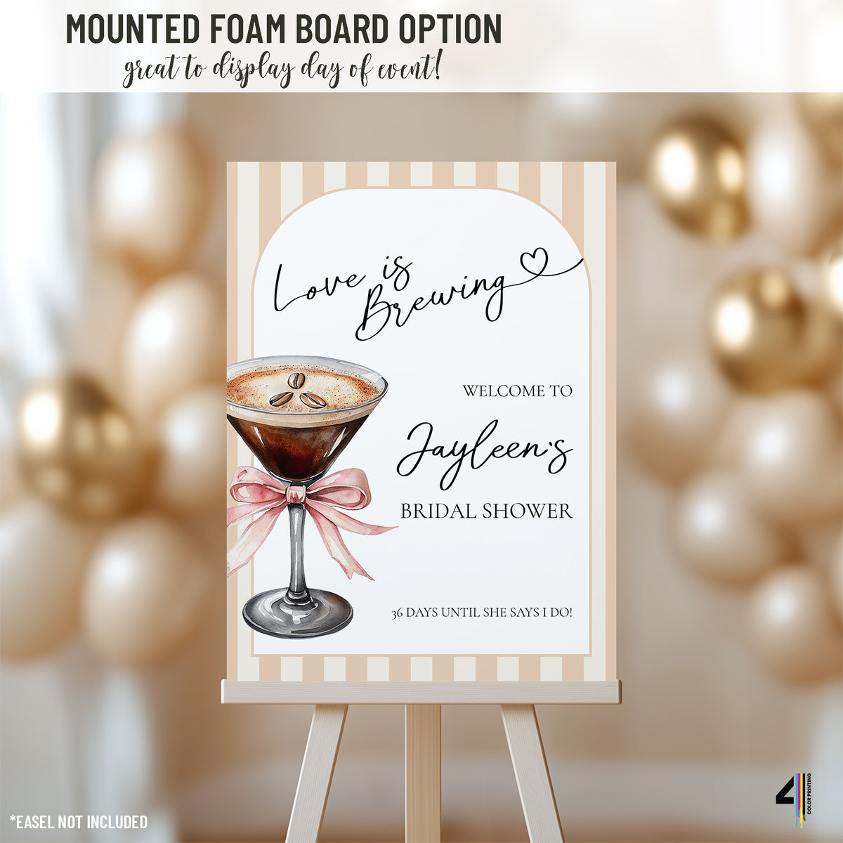Love is Brewing Bridal Shower Welcome Sign: Espresso Martini Theme
