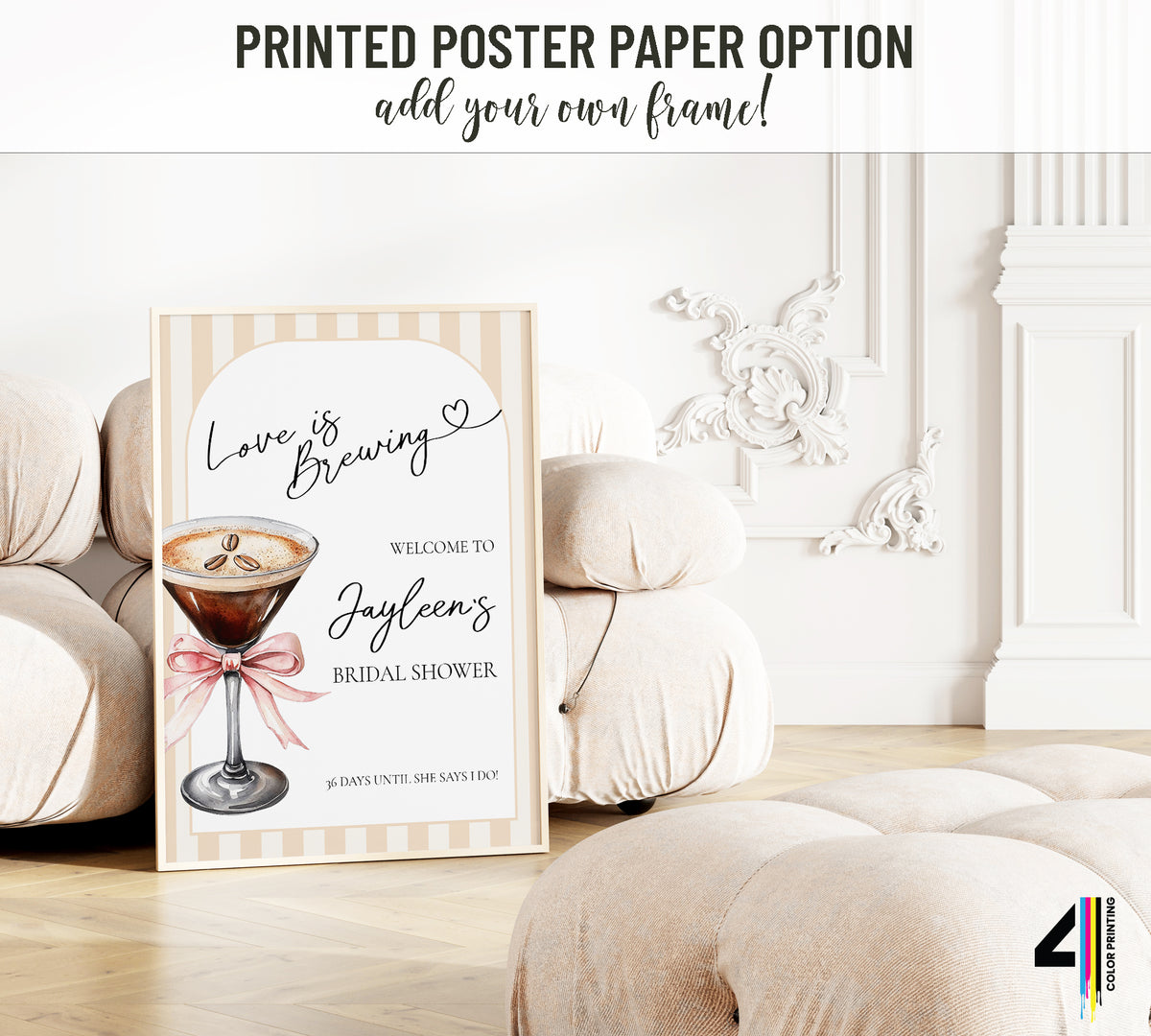 Love is Brewing Bridal Shower Welcome Sign: Espresso Martini Theme