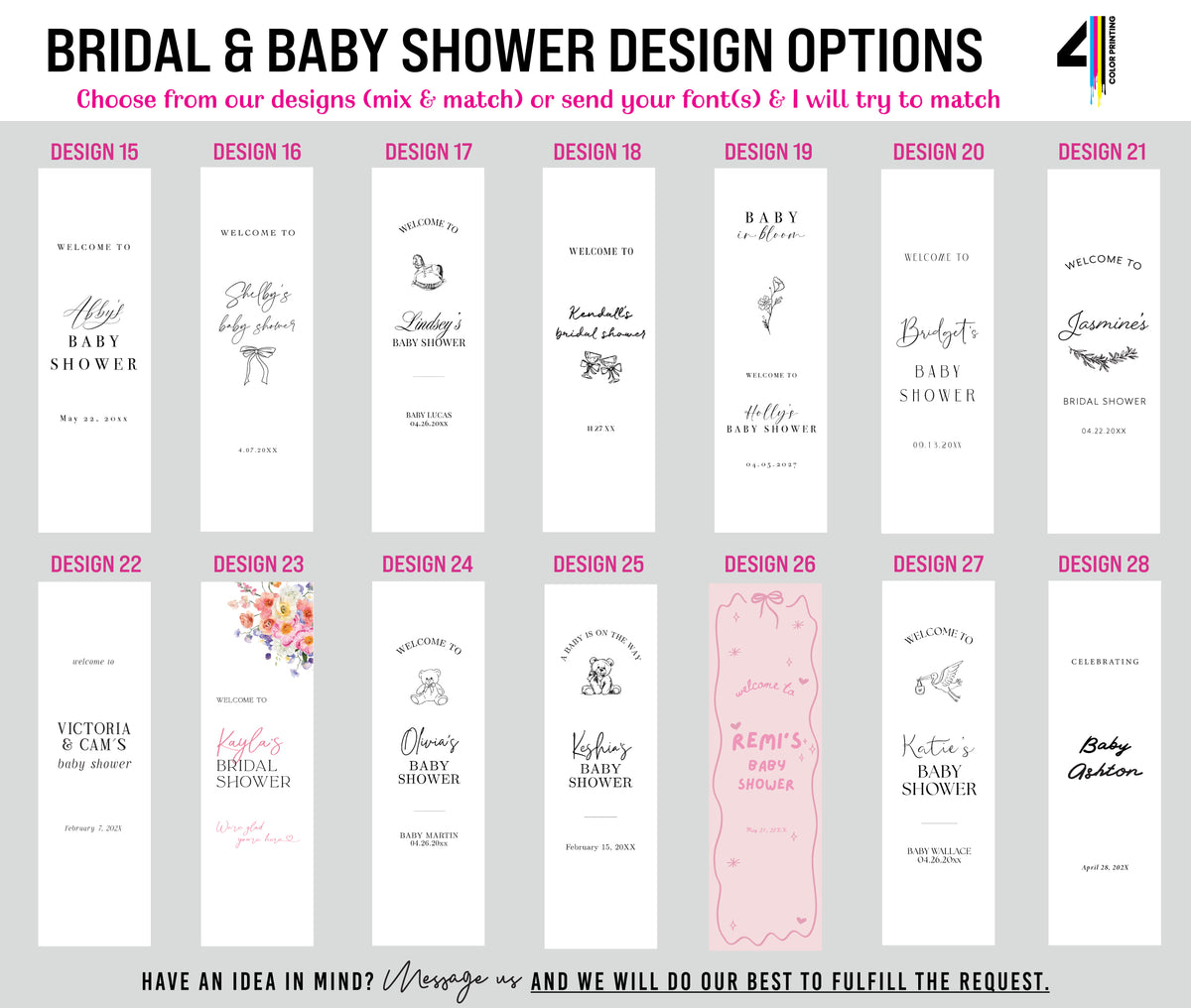 Fabric Welcome Sign with Stand Option