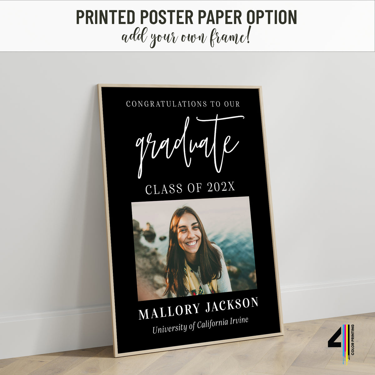 "Congratulations to our Graduate" - Black Graduation Party Sign with Photo