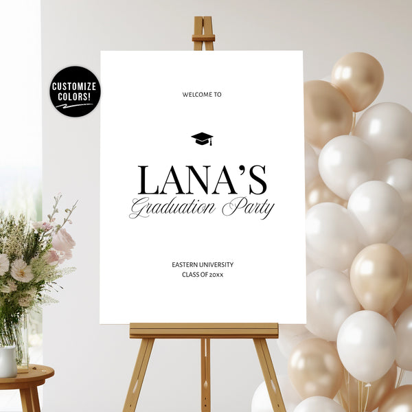 Classic Minimalistic Graduation Party Welcome Sign - 4 Color Printing