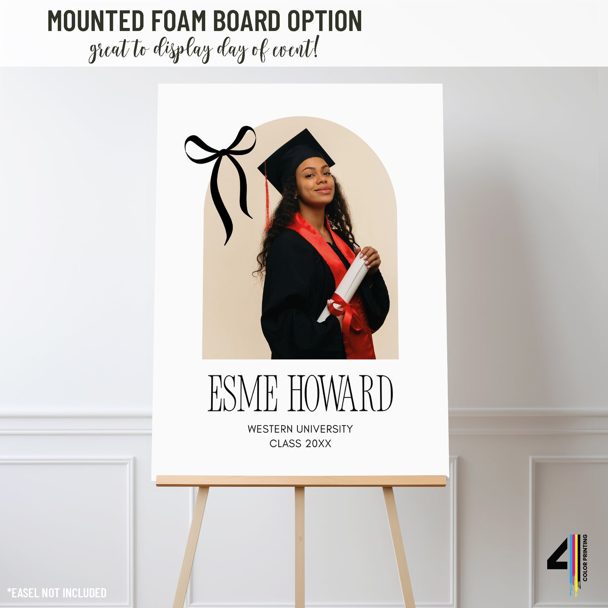 "Croquette Bow Accent" Graduation Party Welcome Sign with Photo