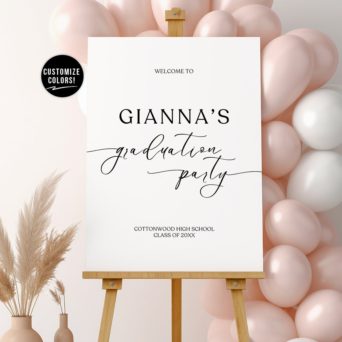 Modern Minimalist Graduation Party Welcome Sign