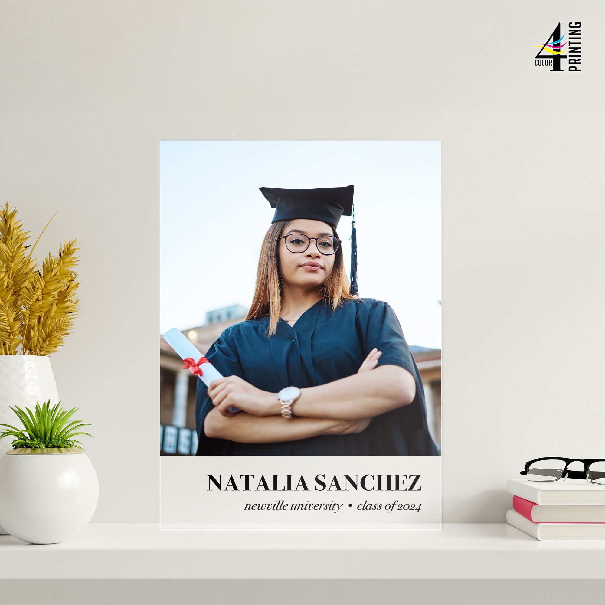 Acrylic Graduation Photo Sign - Vertical - 4 Color Printing