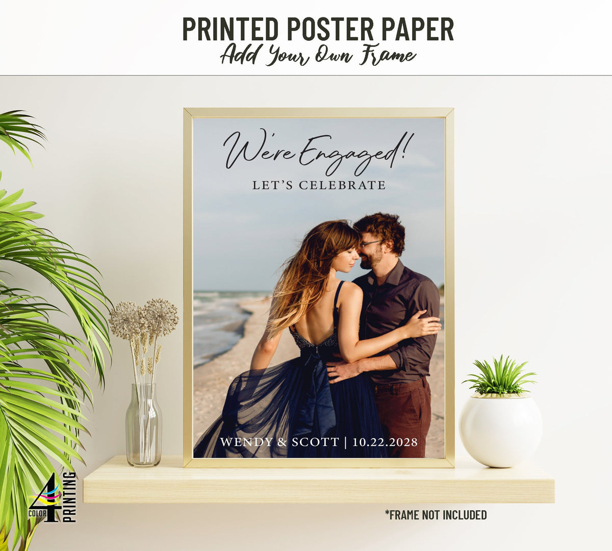 &quot;We&#39;re Engaged!  Let&#39;s Celebrate&quot; Engagement Party Photo Sign