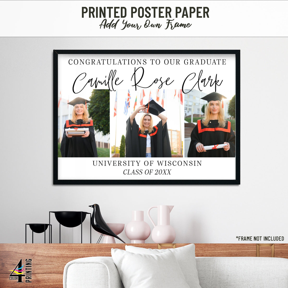 &quot;Congratulations to Our Graduate&quot; 3 Image Graduation Sign