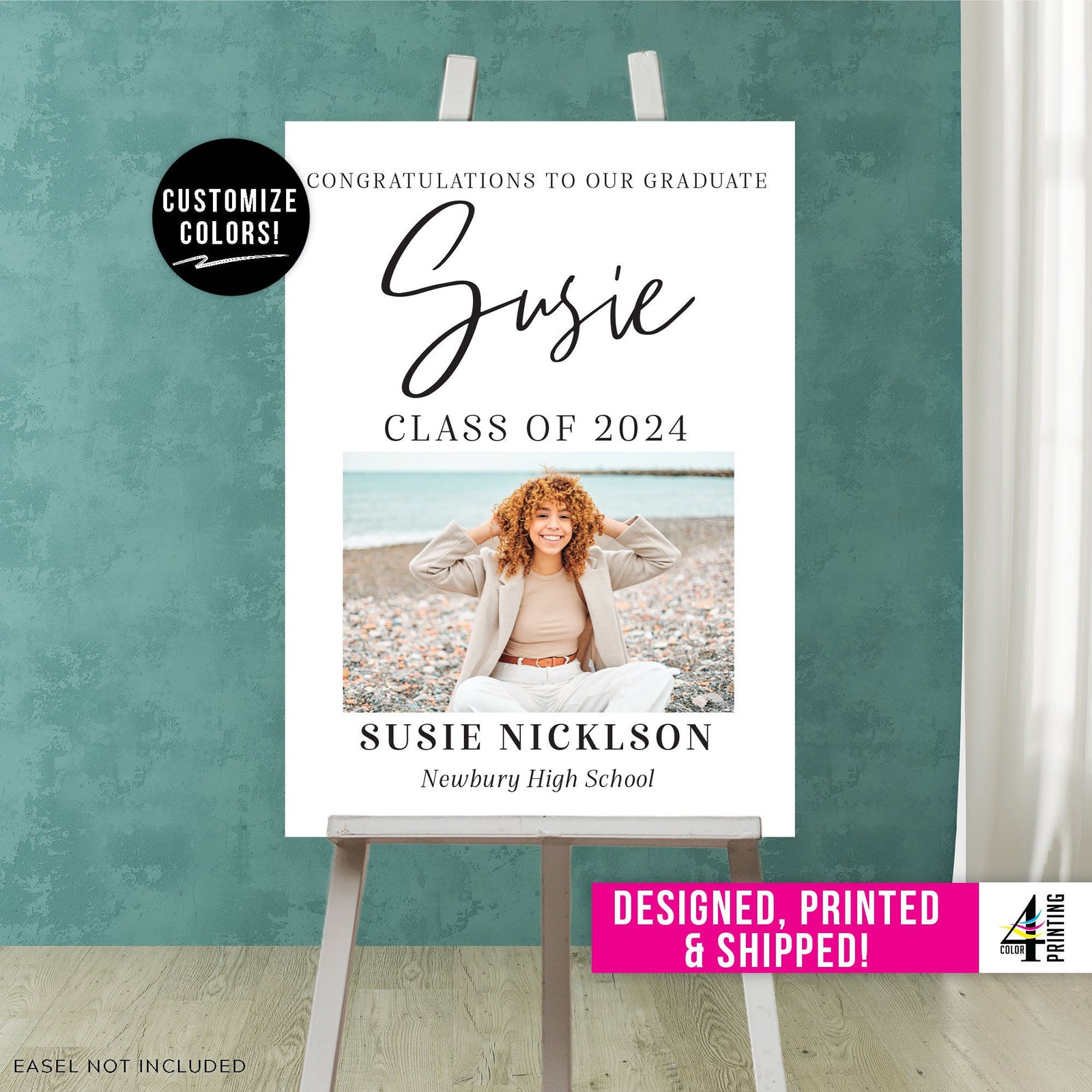 Custom Printed Photo Graduation sign. Printed on poster paper, foam board or canvas.